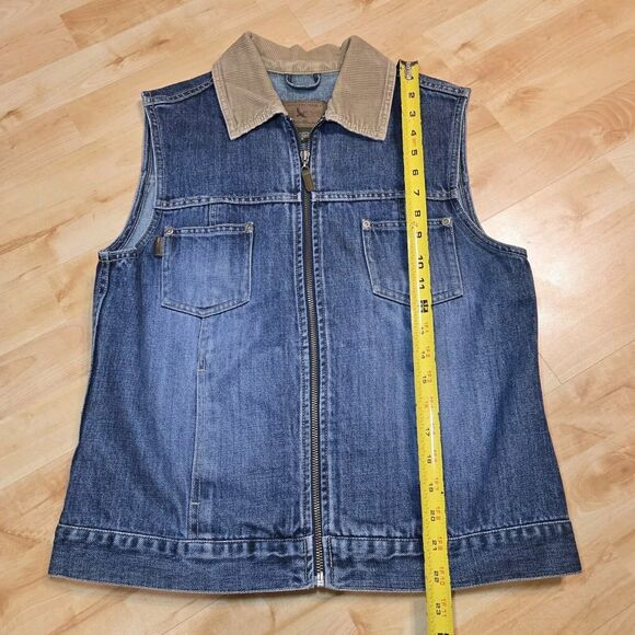 Eddie Bauer‎ Denim Vest Corduroy Collar All Cotton Sz S Womens Country Western - Picture 5 of 6